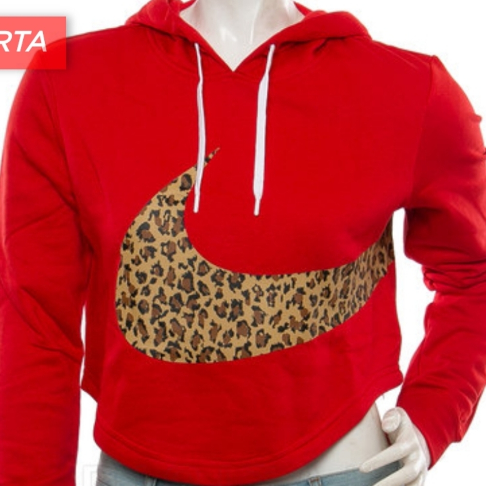 NEW NIKE LOOSE FIT Red Leopard Print Hoodie XL - Picture 7 of 7